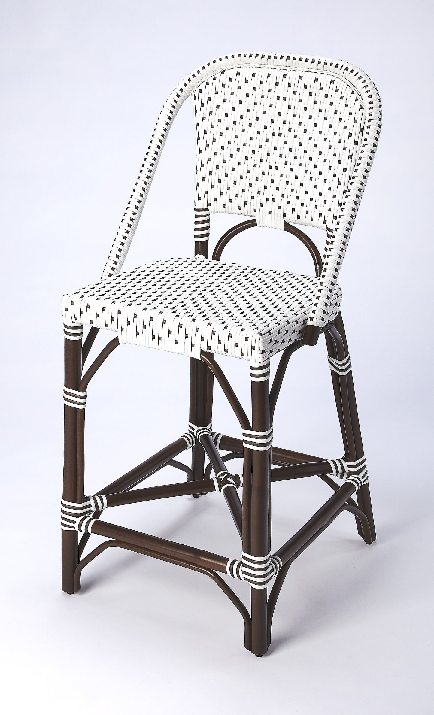 Solstice Rattan 25" Counter Stool in White and Brown Dot  5399354