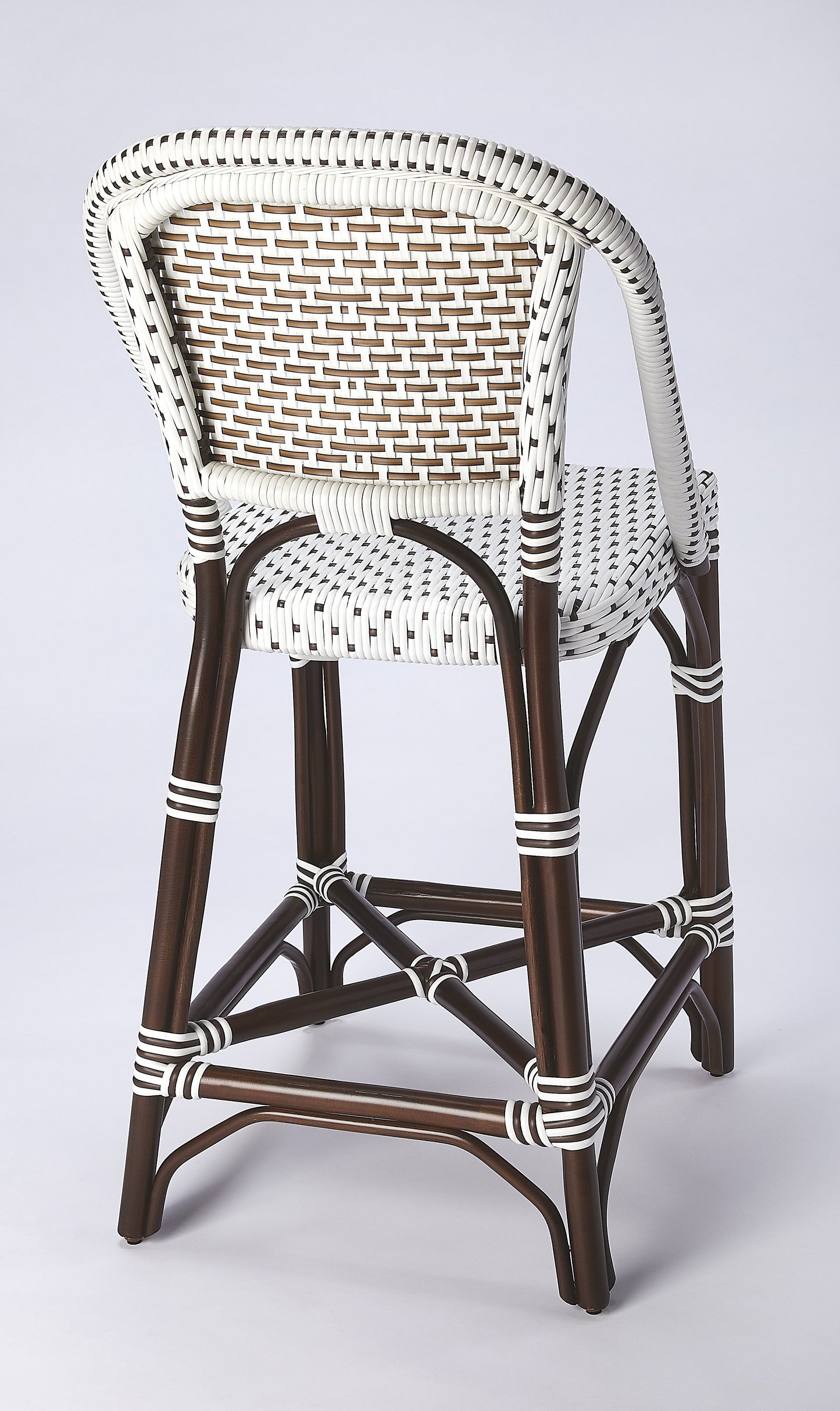 Solstice Rattan 25" Counter Stool in White and Brown Dot  5399354