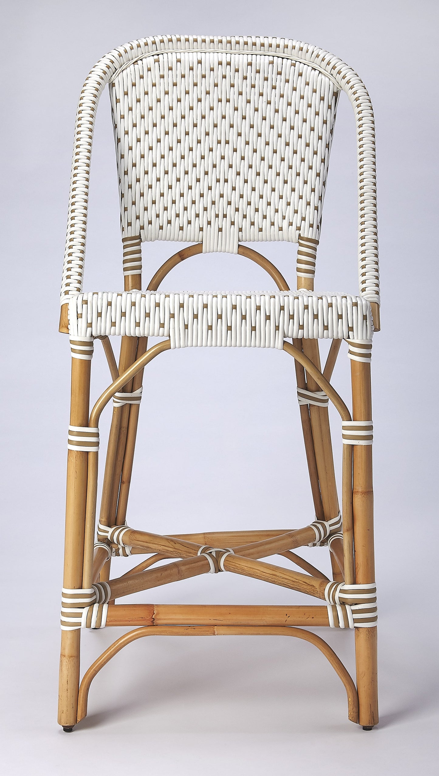 Solstice Rattan 25" Counter Stool in White and Tan Dot  5399415