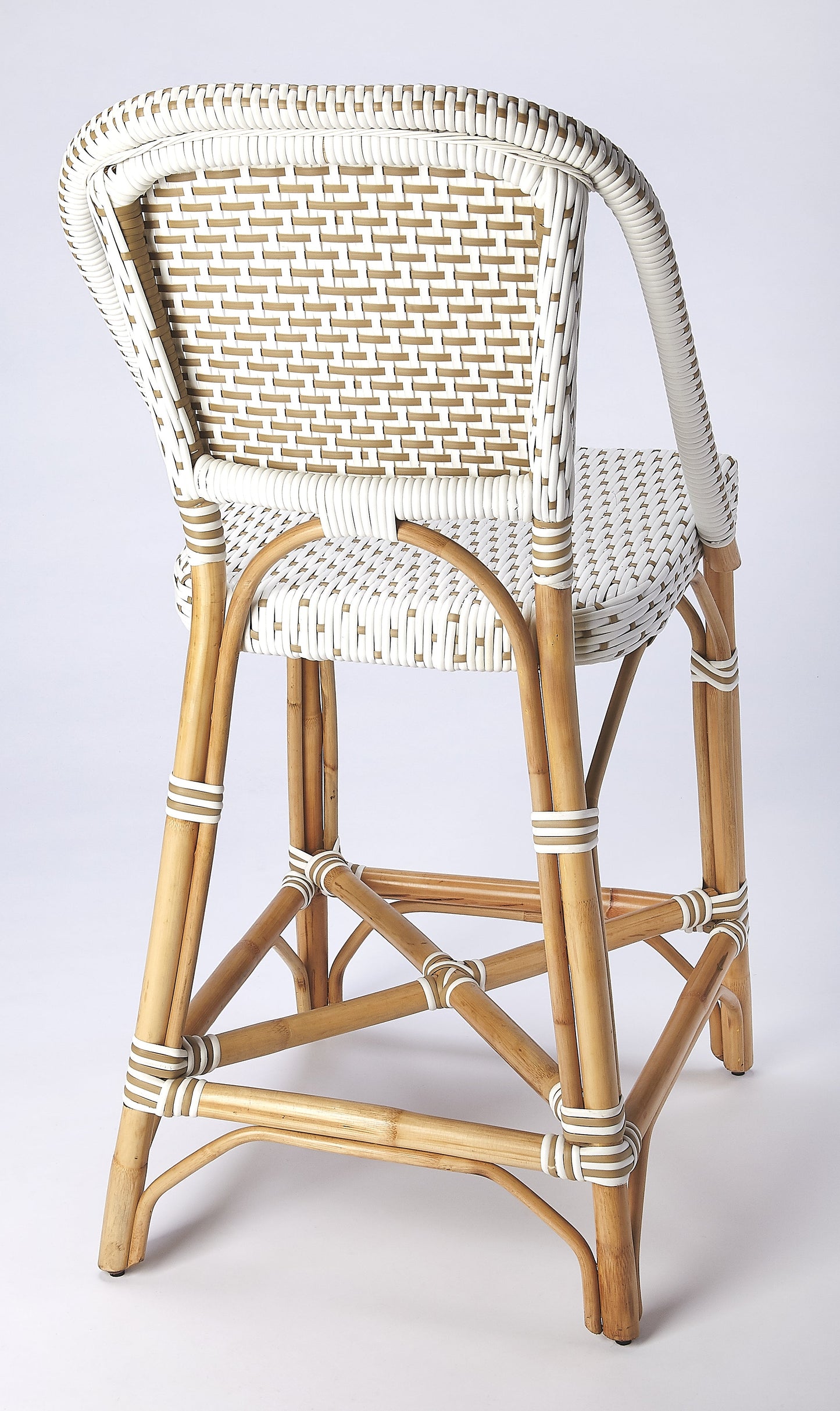 Solstice Rattan 25" Counter Stool in White and Tan Dot  5399415