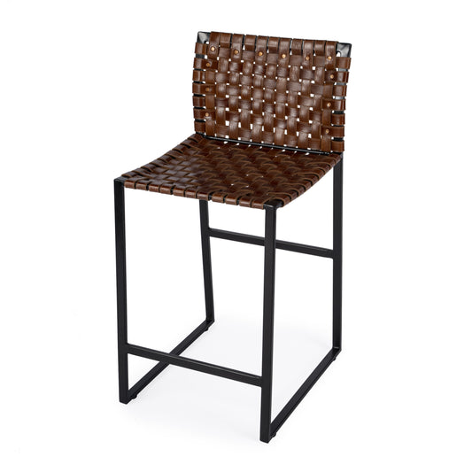 Urban Woven Leather 25" Counter Stool in Medium Brown  5446344