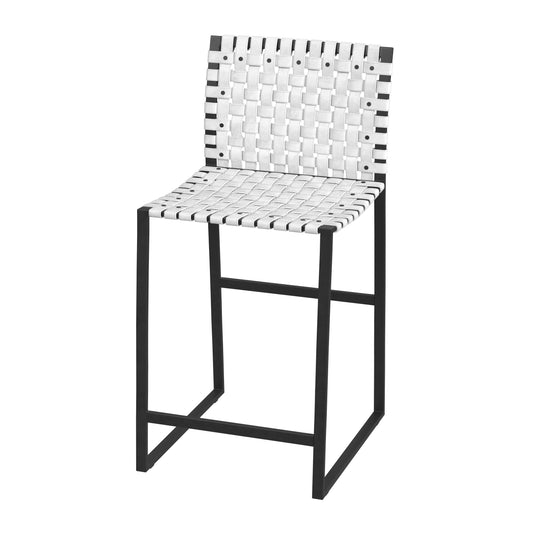 Urban Woven Leather 25" Counter Stool in Black and White  5446411