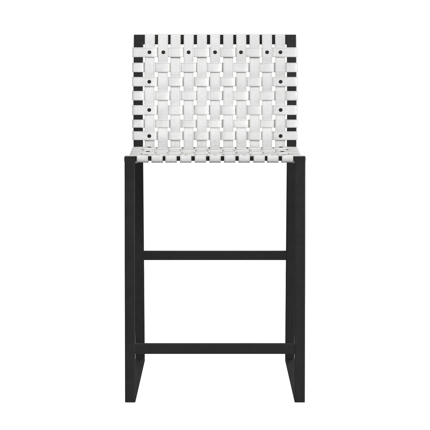 Urban Woven Leather 25" Counter Stool in Black and White  5446411