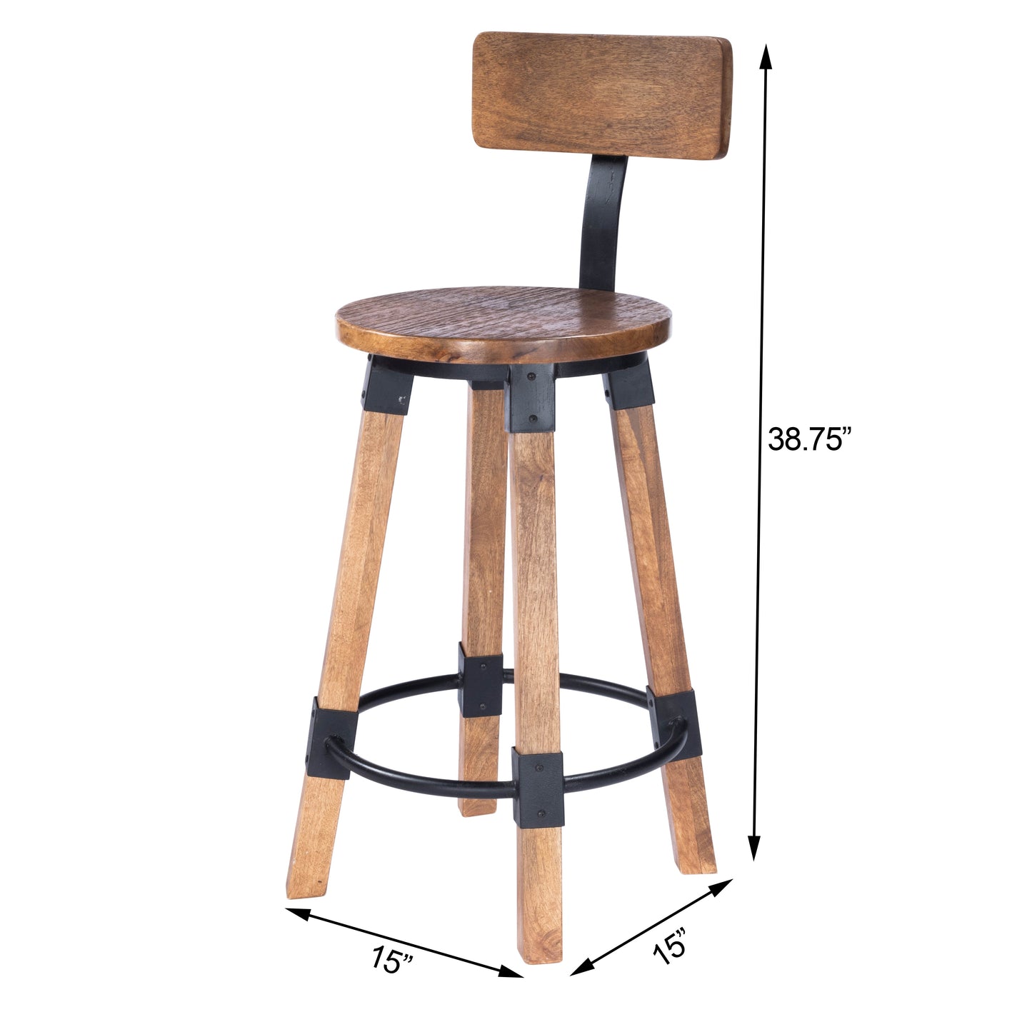 Mountain Lodge Wood & Metal 26" Counter Stool in Natural Wood  5479330