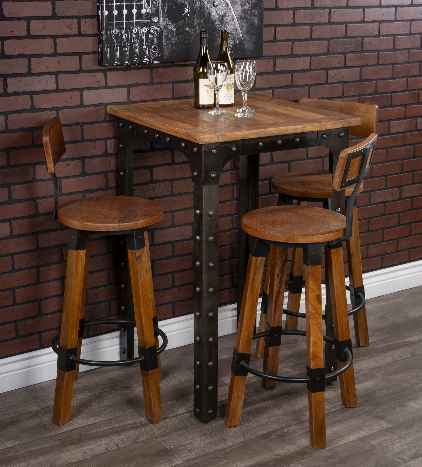 Mountain Lodge Wood & Metal 30" Bar Stool in Natural Wood  5480330