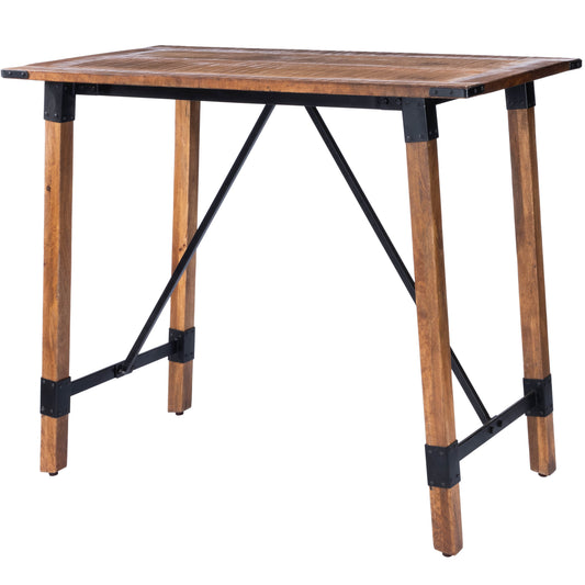 Mountain Lodge Wood & Metal 51"W Pub Table in Natural Wood  5481330