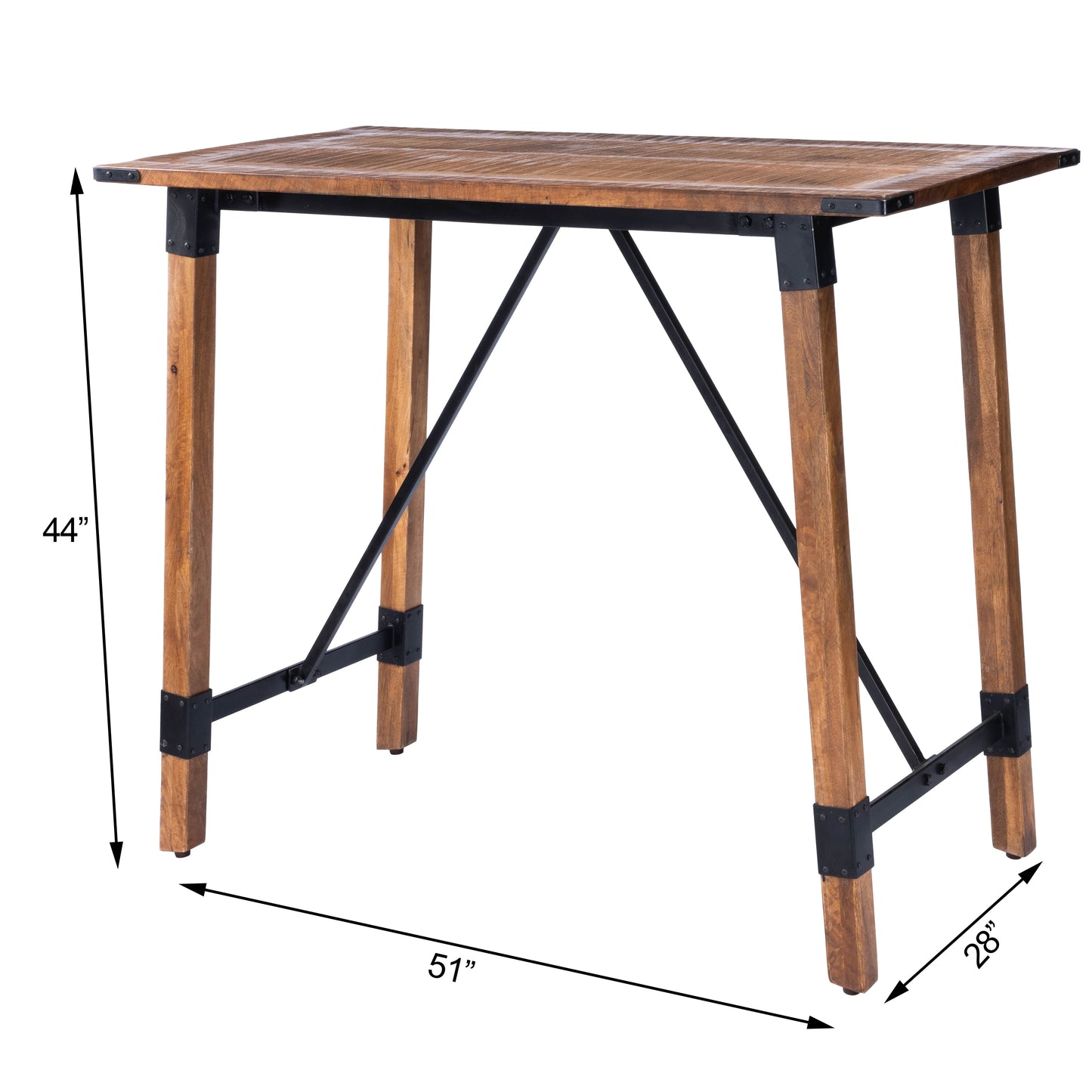 Mountain Lodge Wood & Metal 51"W Pub Table in Natural Wood  5481330