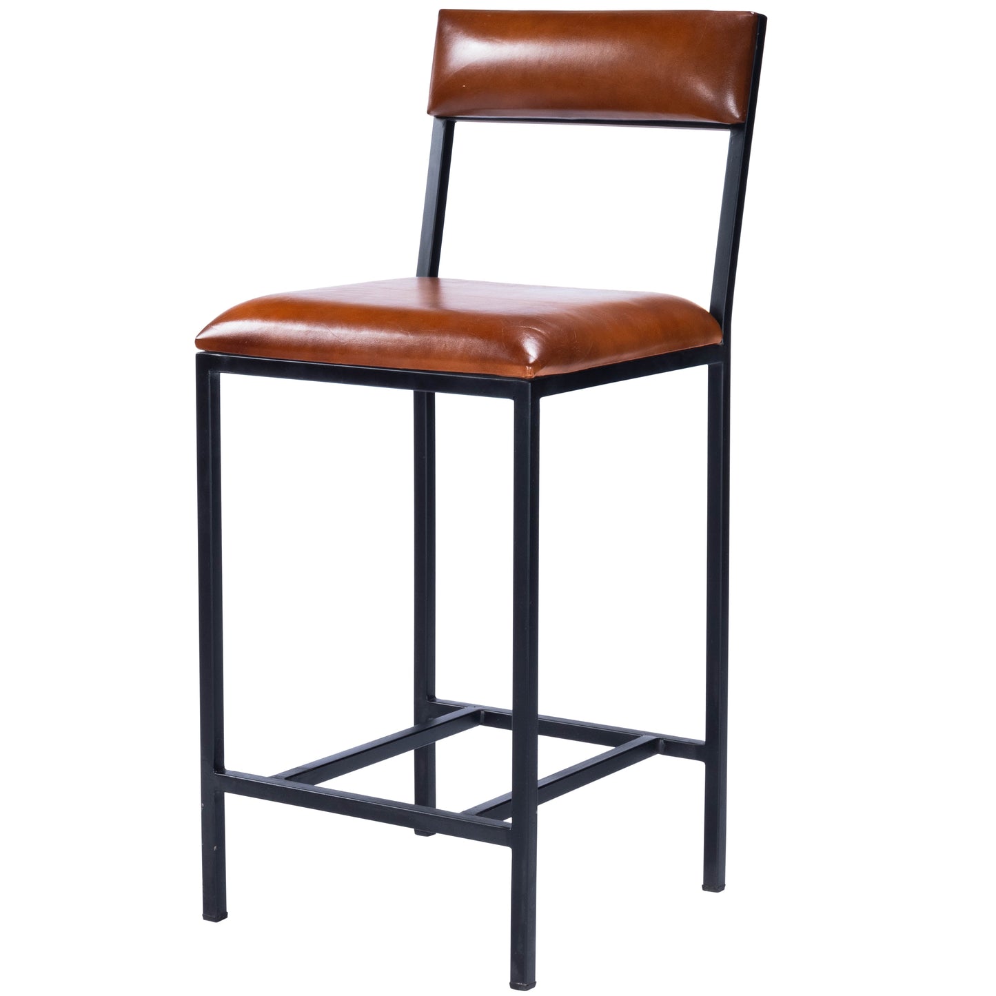 Lazarus Leather & Metal 27" Counter Stool in Medium Brown  5495330