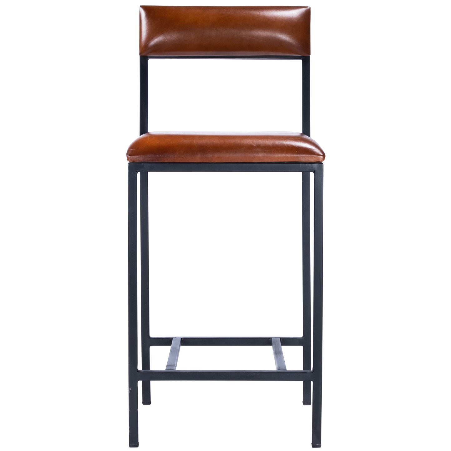 Lazarus Leather & Metal 27" Counter Stool in Medium Brown  5495330