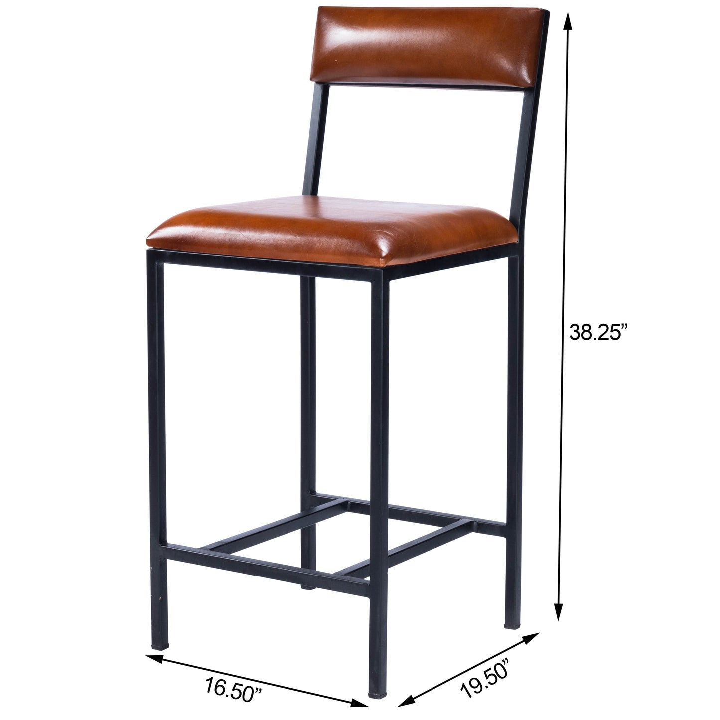 Lazarus Leather & Metal 27" Counter Stool in Medium Brown  5495330