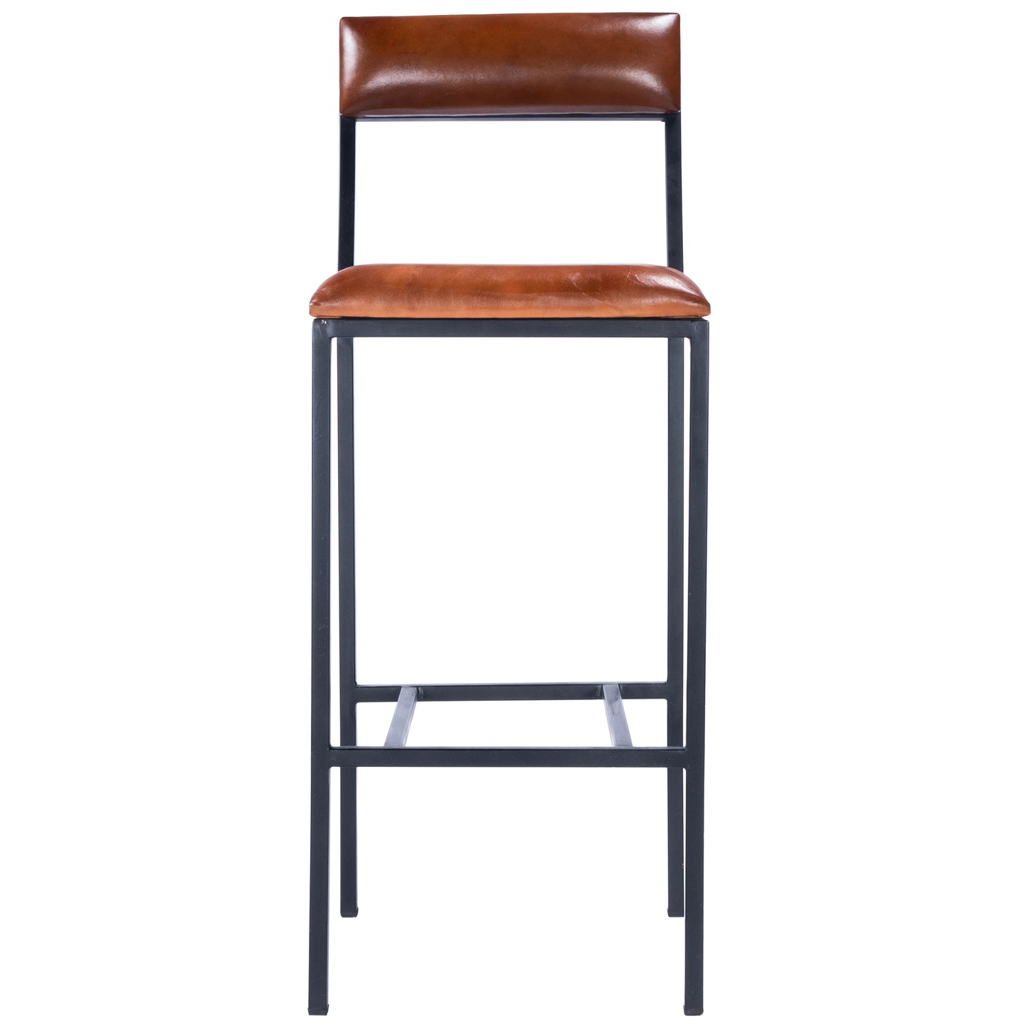 Lazarus Leather & Metal 31.5" Bar Stool in Medium Brown  5496330