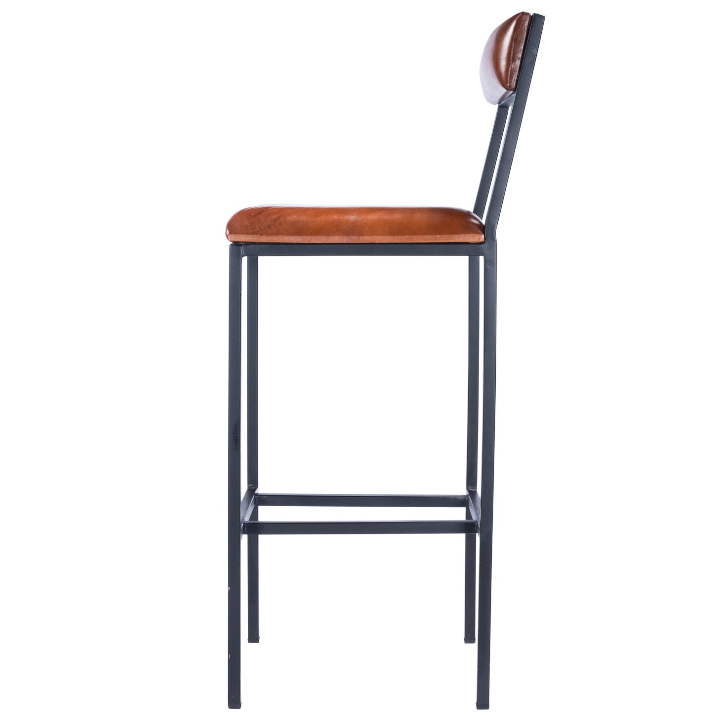 Lazarus Leather & Metal 31.5" Bar Stool in Medium Brown  5496330