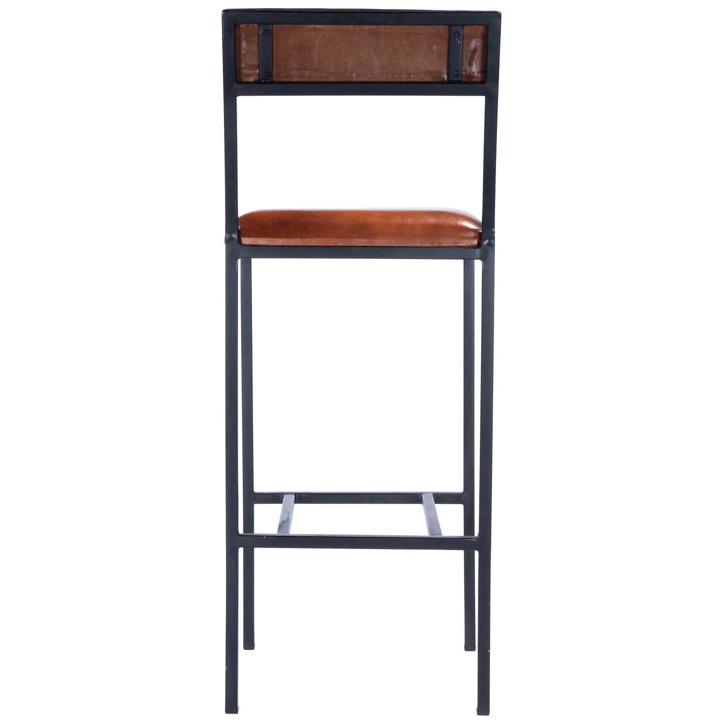 Lazarus Leather & Metal 31.5" Bar Stool in Medium Brown  5496330