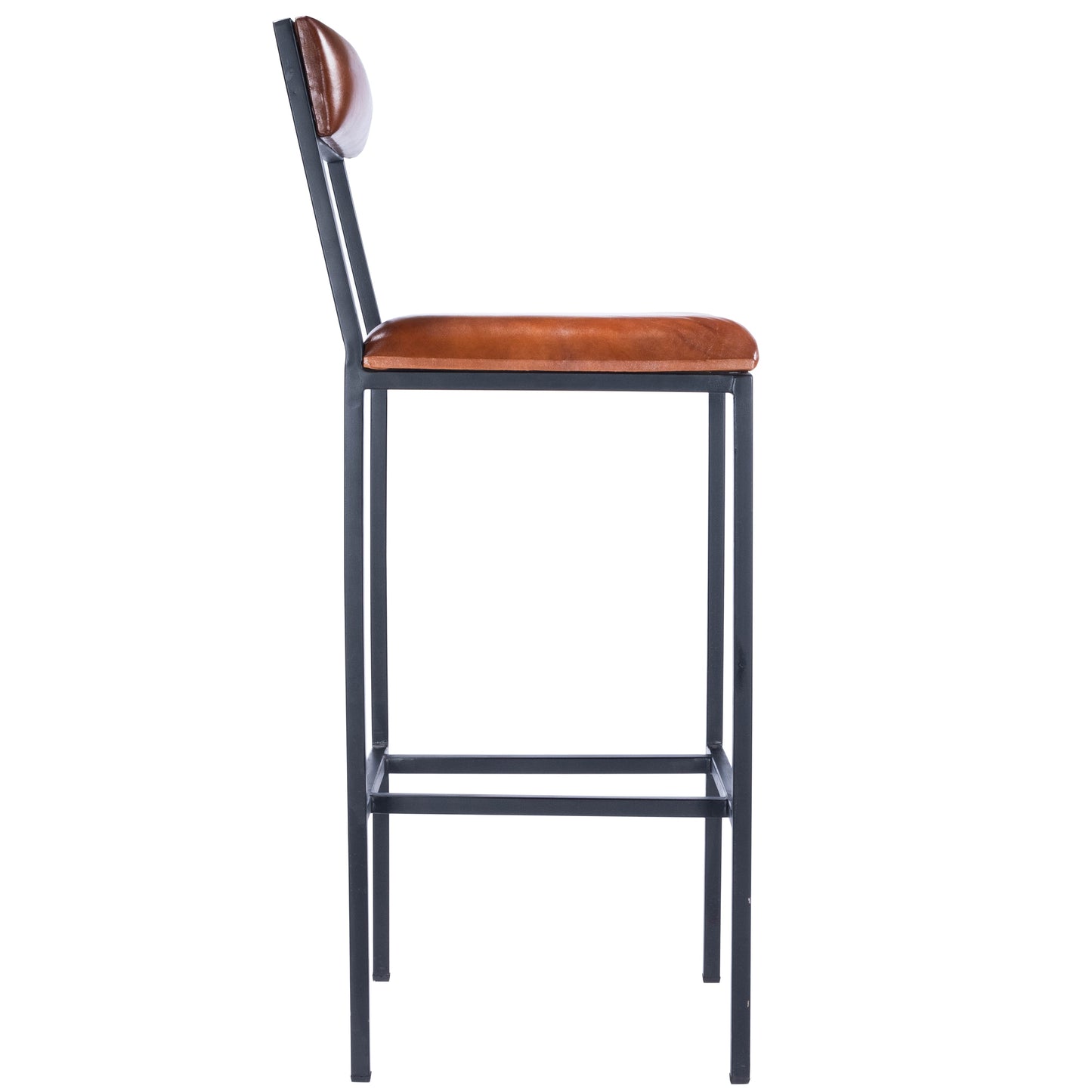 Lazarus Leather & Metal 31.5" Bar Stool in Medium Brown  5496330