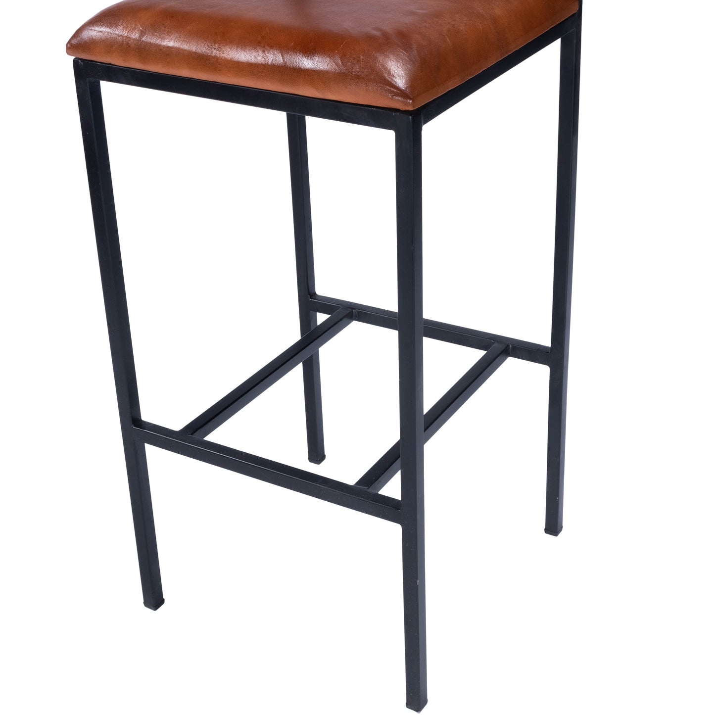 Lazarus Leather & Metal 31.5" Bar Stool in Medium Brown  5496330