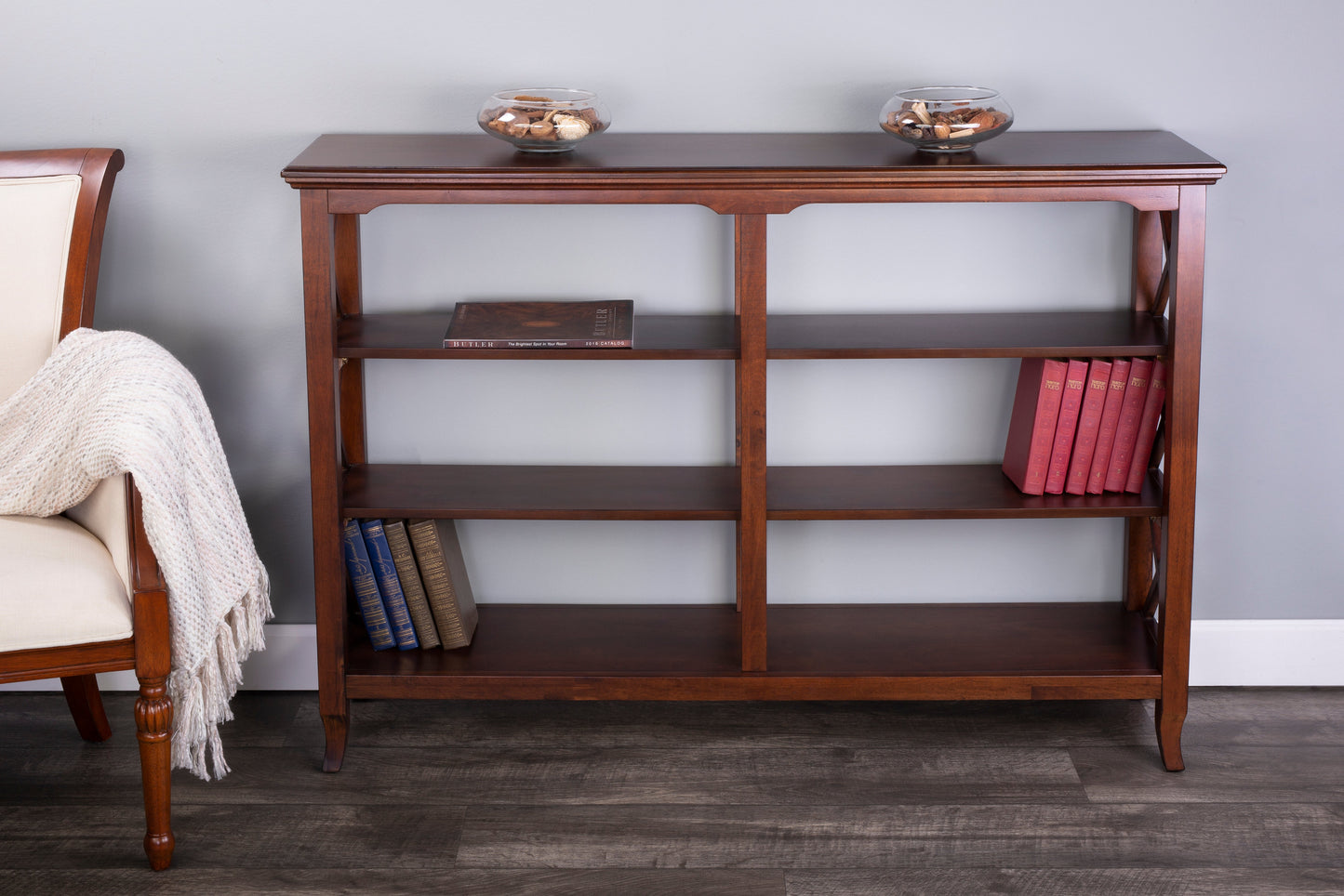 Appolinar 6 Shelves 32"W Bookcase in Dark Brown  5497024