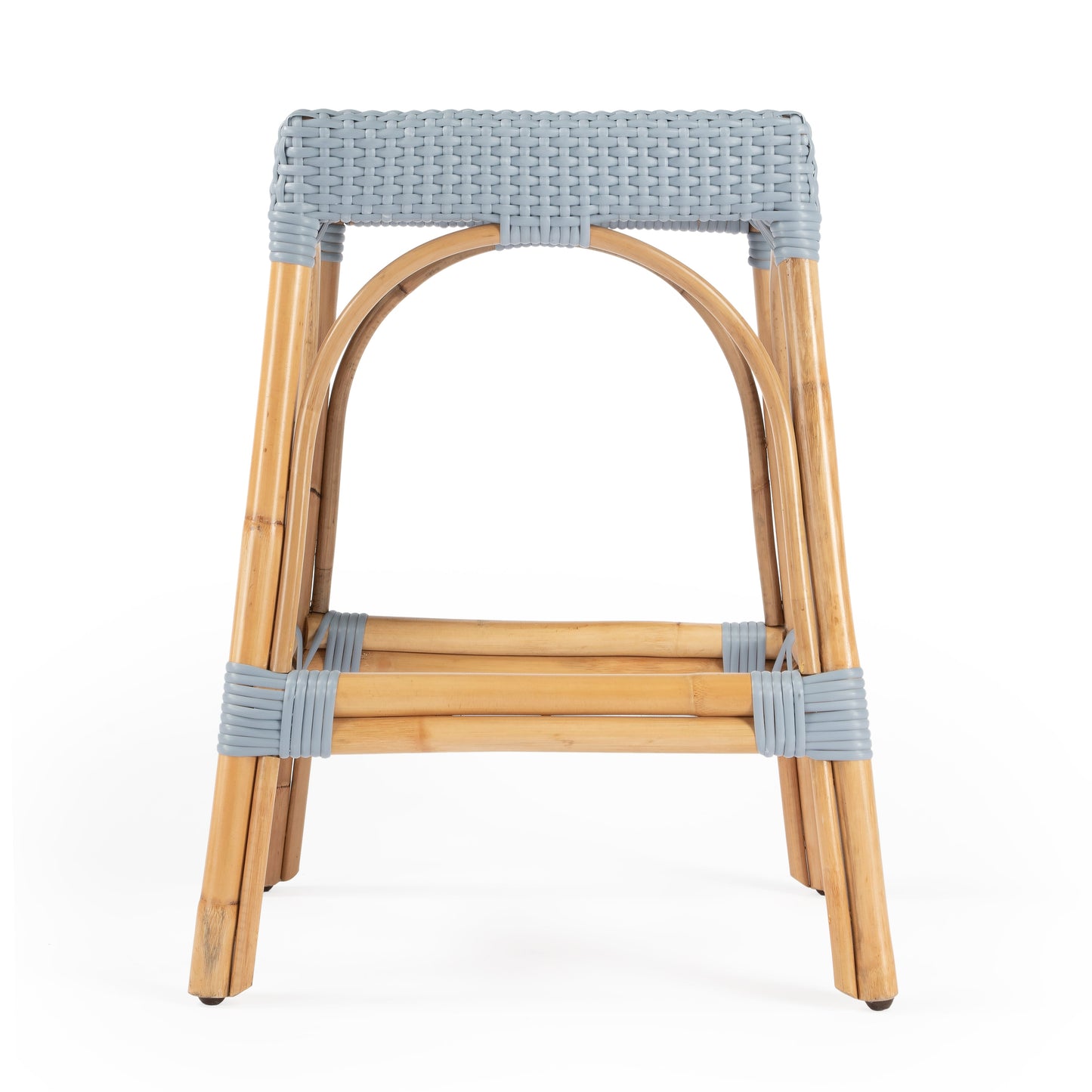 Robias Rectangular Rattan 24.5" Counter Stool in Baby Blue  5513341