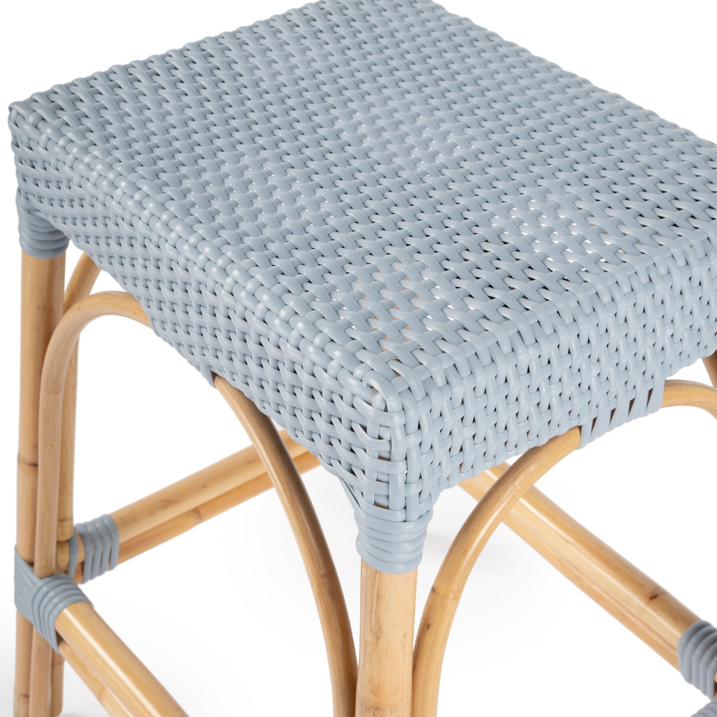 Robias Rectangular Rattan 24.5" Counter Stool in Baby Blue  5513341