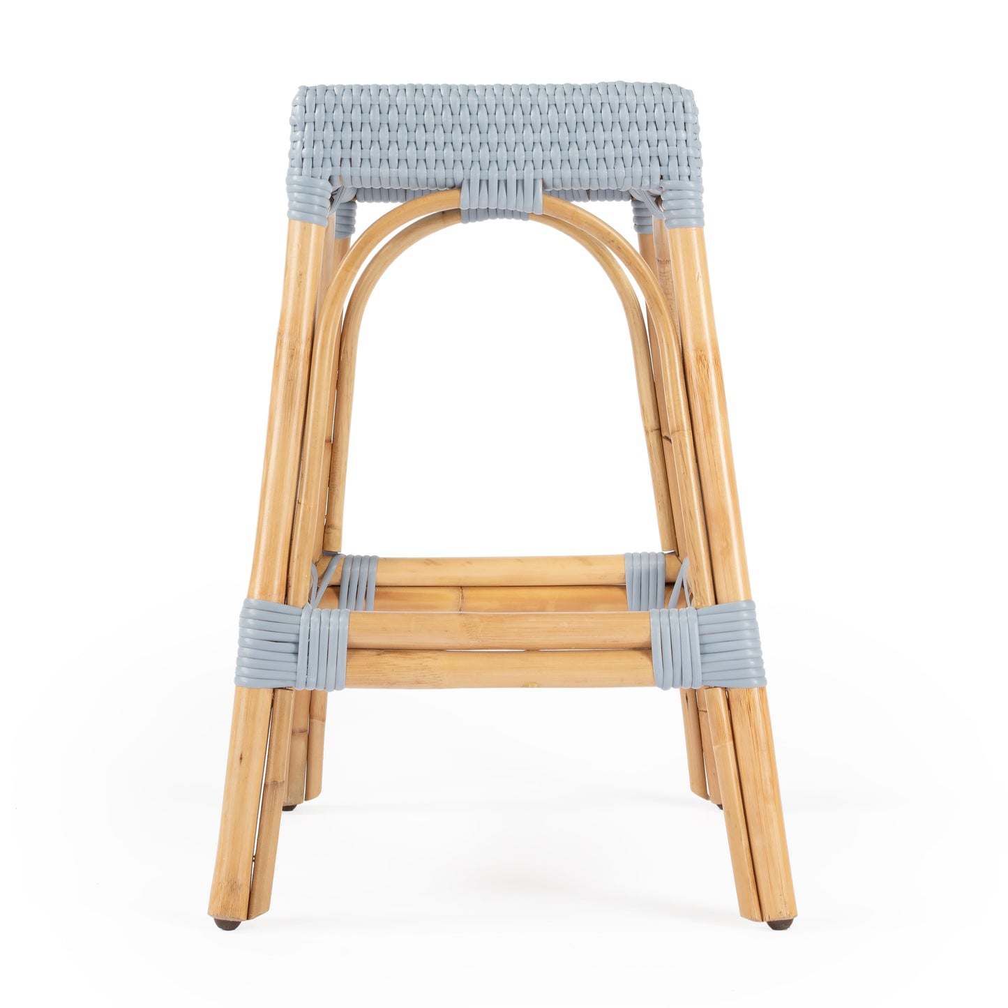 Robias Rectangular Rattan 24.5" Counter Stool in Baby Blue  5513341