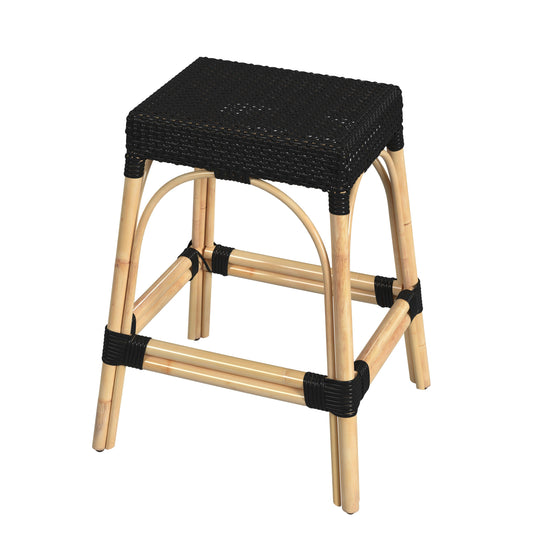 Robias Rectangular Rattan 24.5" Counter Stool in Black  5513425