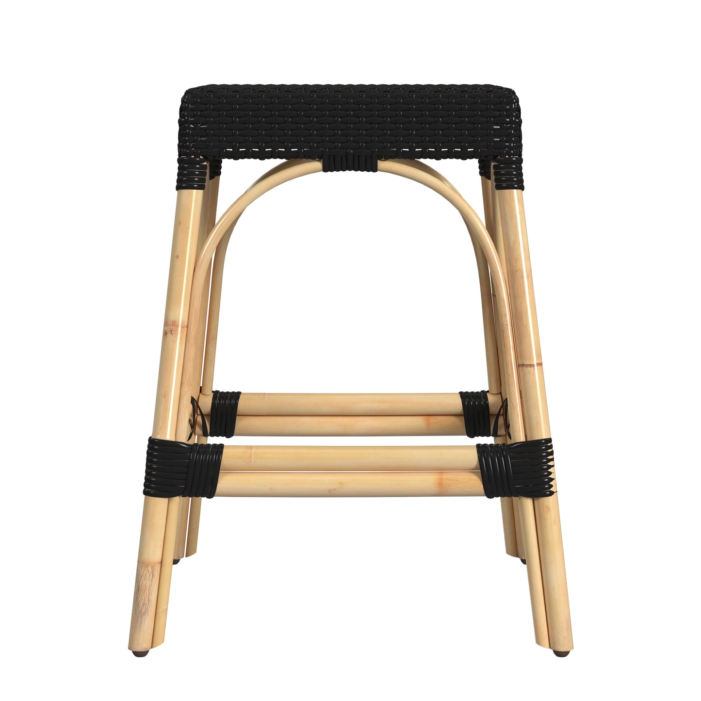 Robias Rectangular Rattan 24.5" Counter Stool in Black  5513425