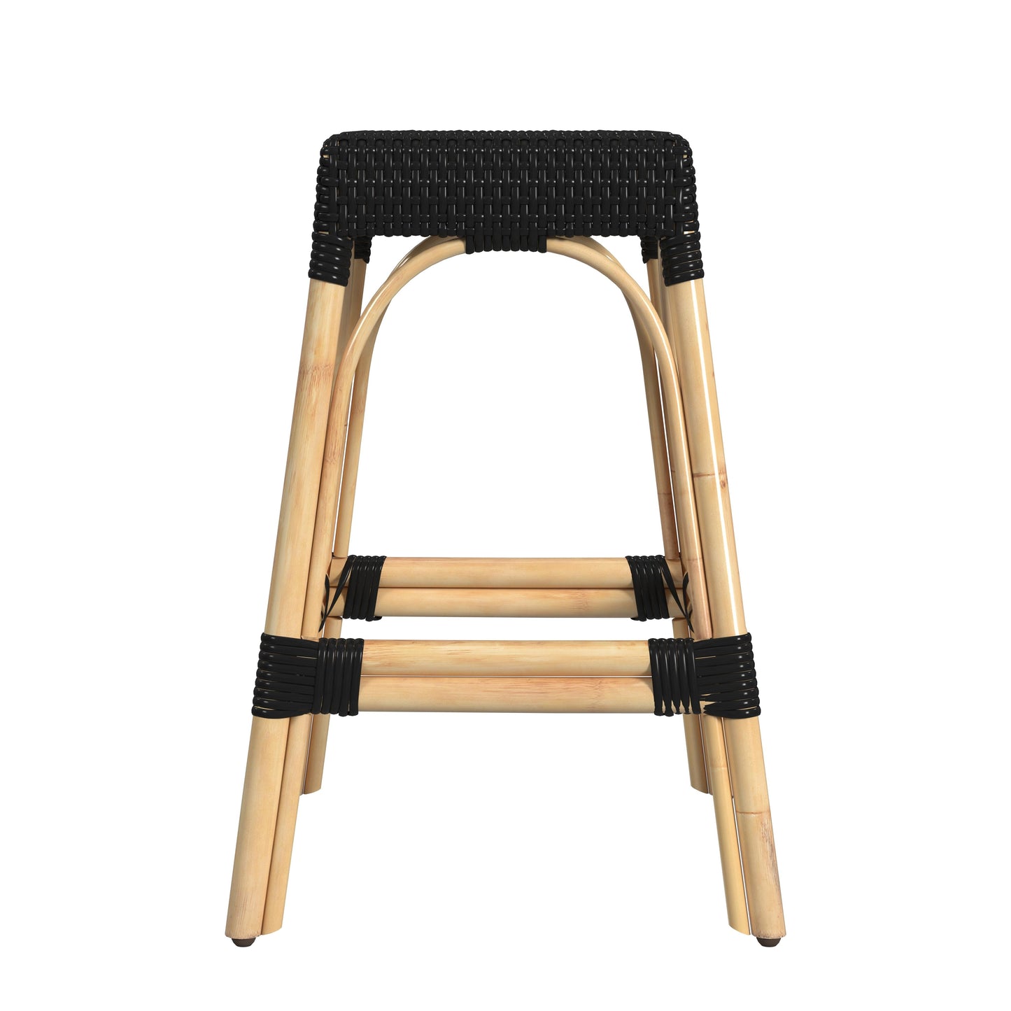 Robias Rectangular Rattan 24.5" Counter Stool in Black  5513425