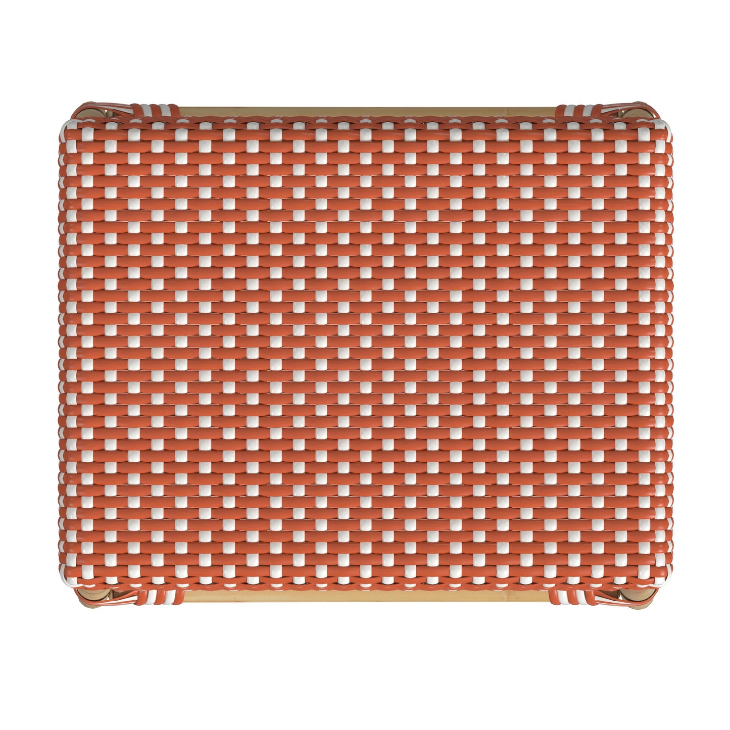 Robias Rectangular Rattan 24.5" Counter Stool in Orange and White Dot  5513427