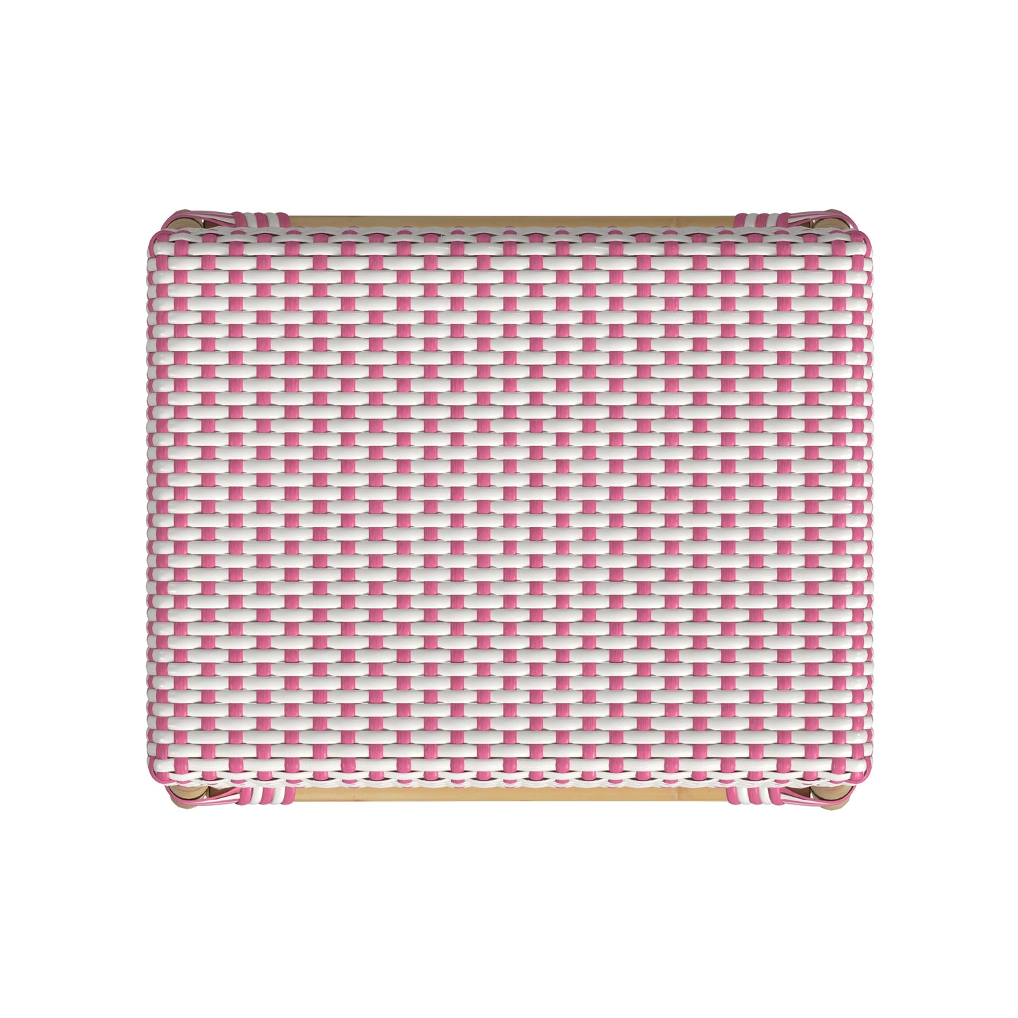 Robias Rectangular Rattan 24.5" Counter Stool in White and Pink Dot  5513428