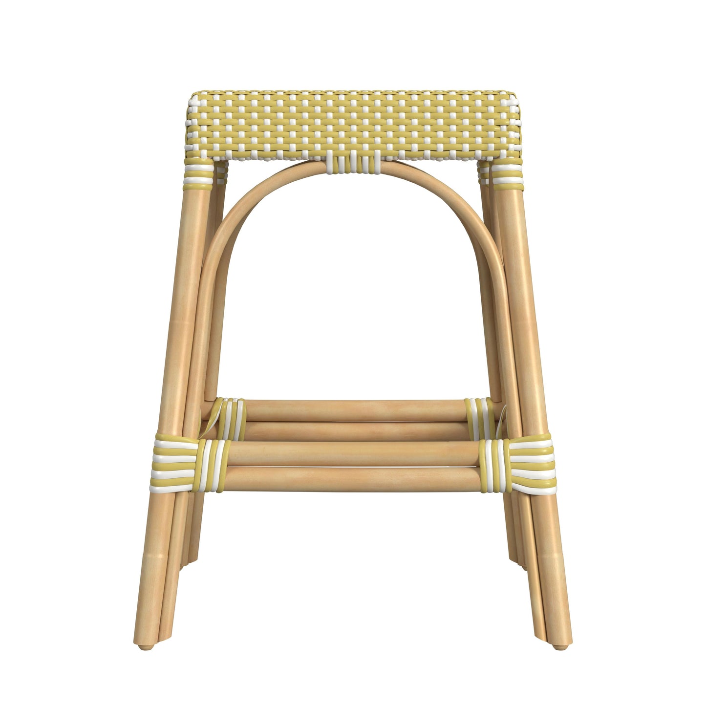 Robias Rectangular Rattan 24.5" Counter Stool in Yellow and White Dot  5513431