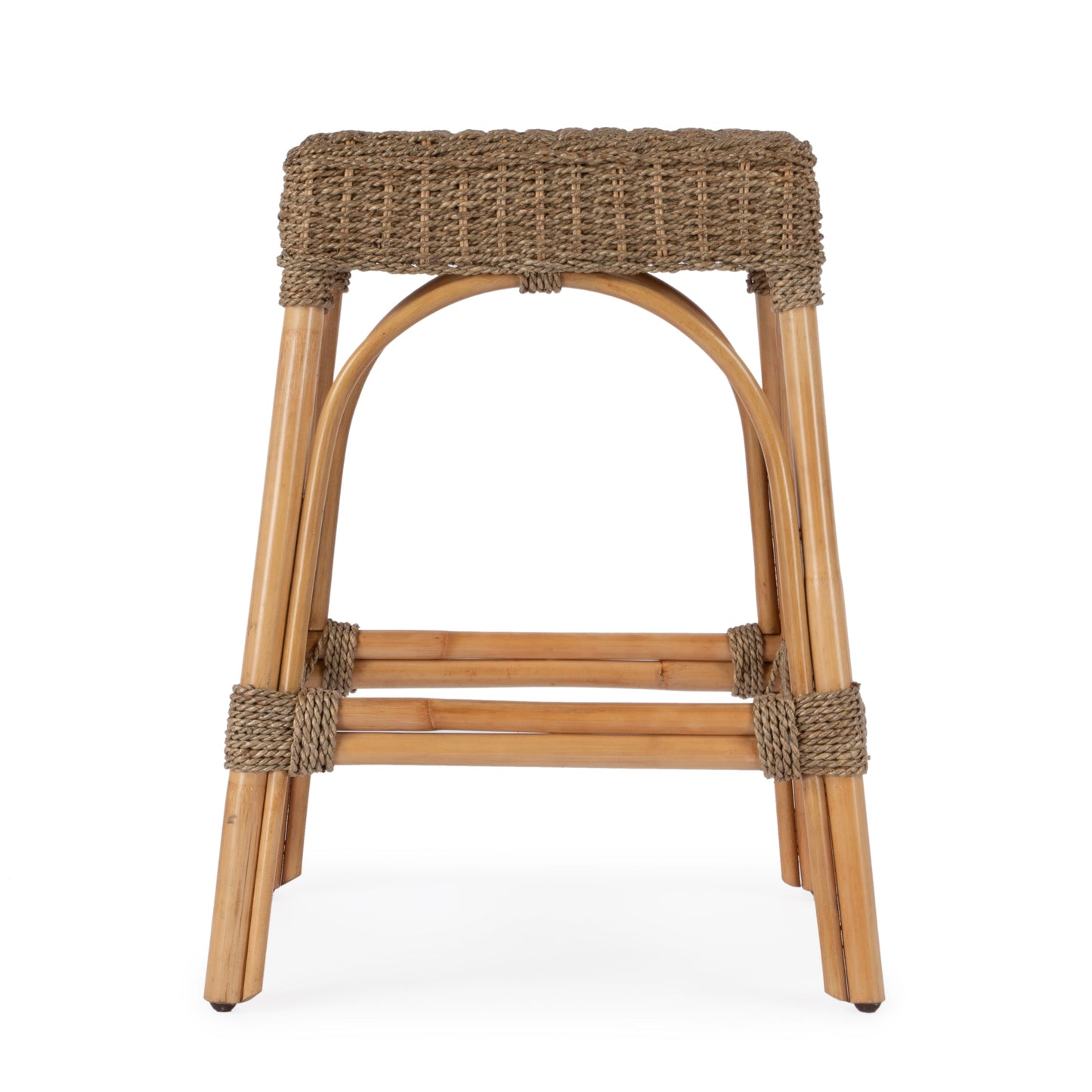 Robias 24.5 Rectangular Rattan & Mendong Grass 24.5" Counter Stool in Light Brown  5513441