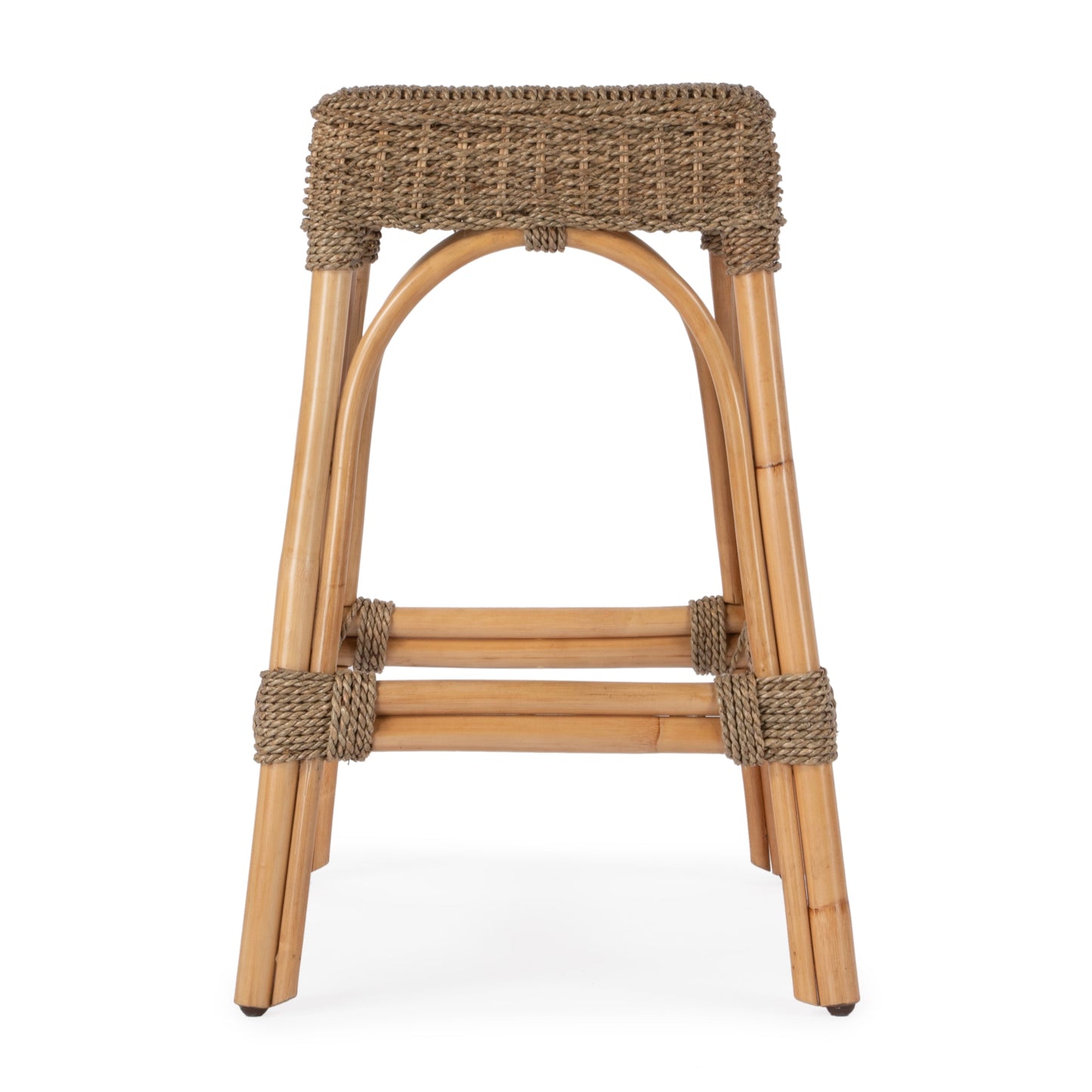 Robias 24.5 Rectangular Rattan & Mendong Grass 24.5" Counter Stool in Light Brown  5513441