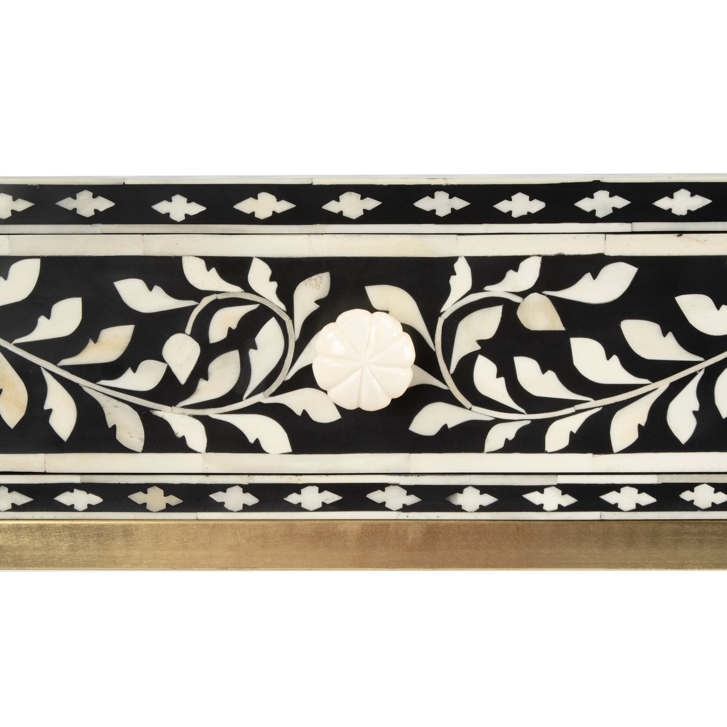 Perilla  Bone Inlay Writing Desk in Black and White,Gold  5529318