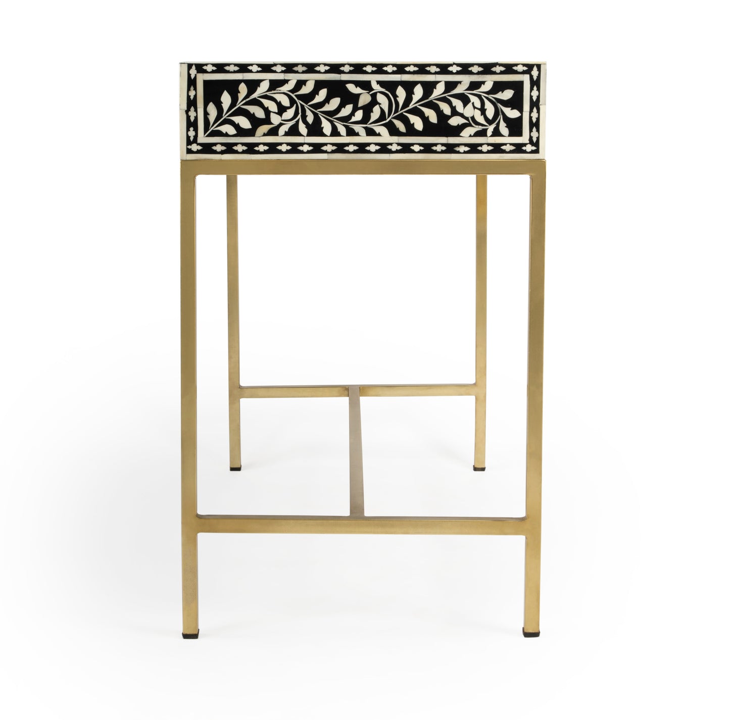 Perilla  Bone Inlay Writing Desk in Black and White,Gold  5529318