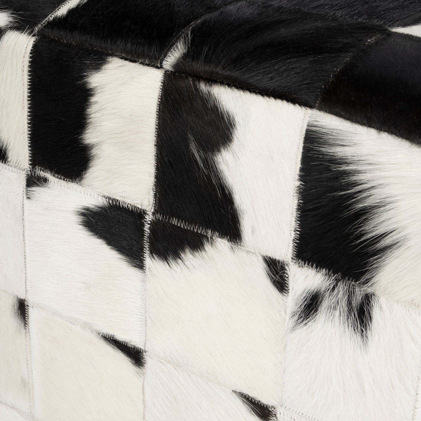 Victorian Hair on Hide Cube Ottoman in Black and White  5535373