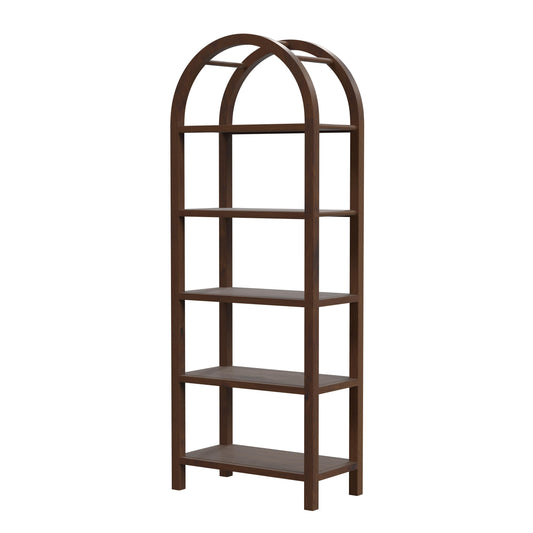 Aila Arched 5 Tier  Etagere Bookcase in Medium Brown  5545188