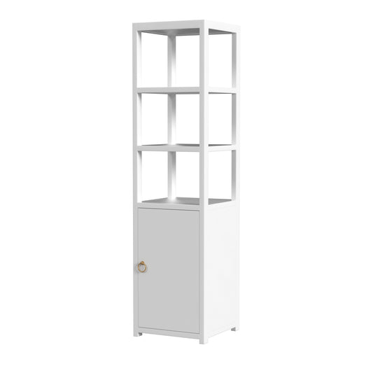 Lark 3- Tier 1 Door Narrow  Etagere Bookcase in White  5565304