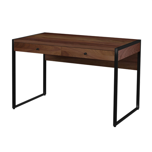 Drake 2-Drawer Walnut Writing Desk in Dark Brown  5574421