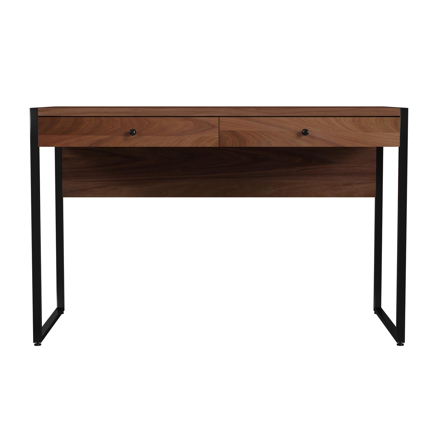 Drake 2-Drawer Walnut Writing Desk in Dark Brown  5574421