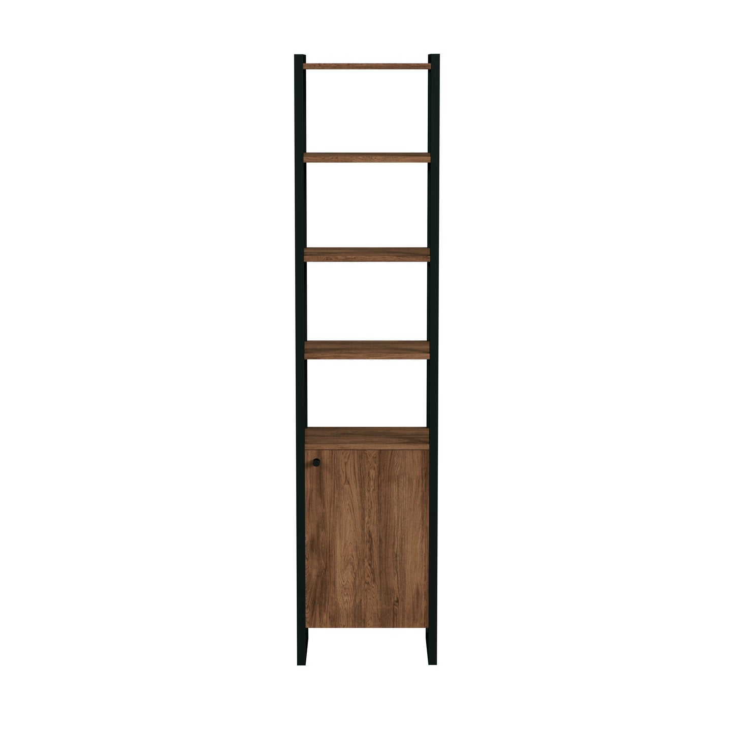 Drake 73" Narrow Walnut Bookcase with Storage in Medium Brown  5576421