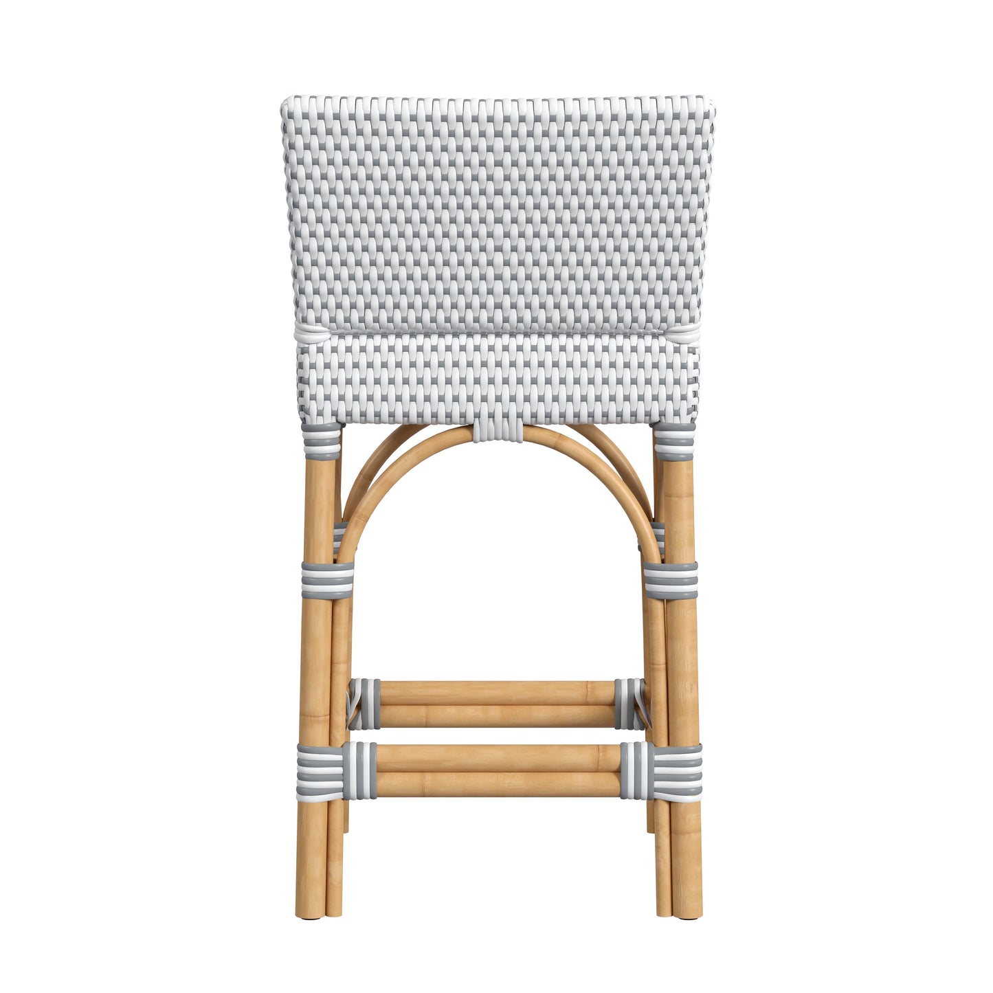 Serienna Rectangular Rattan Low Back 24.5"Counter Stool in White and Gray  5585266