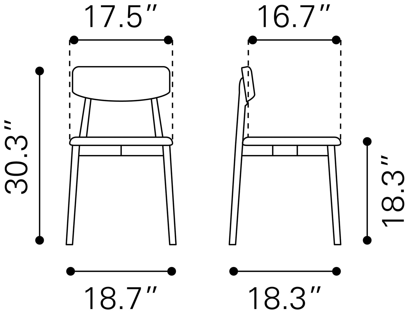 Newman Dining Chair (Set of 2) Walnut & Gray