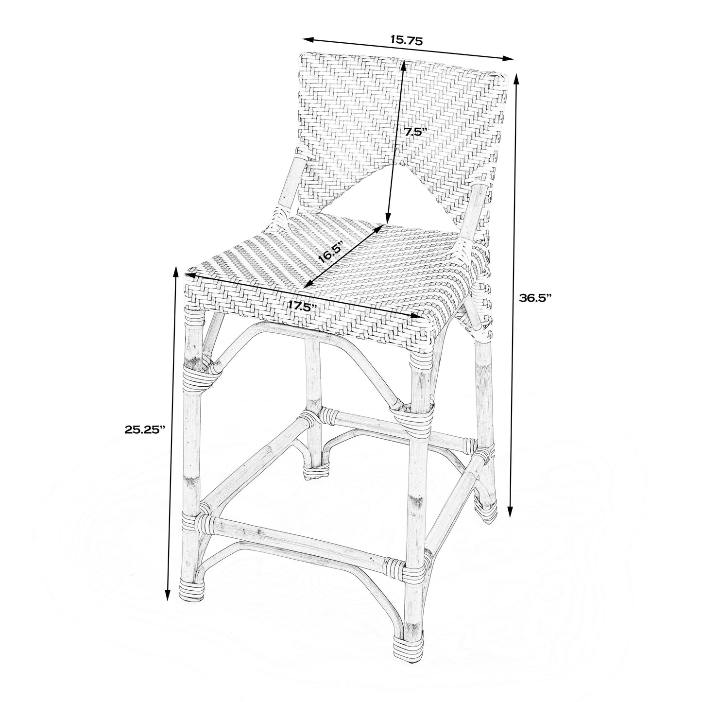 Creanly Rattan 25" Counter Stool in Gray and White  5603423