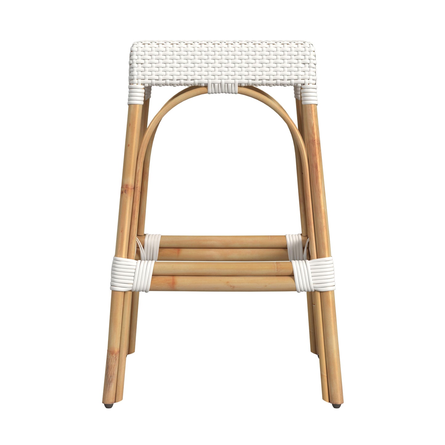 Robias Rectangular Rattan 30" Bar Stool in Glossy White  5604304