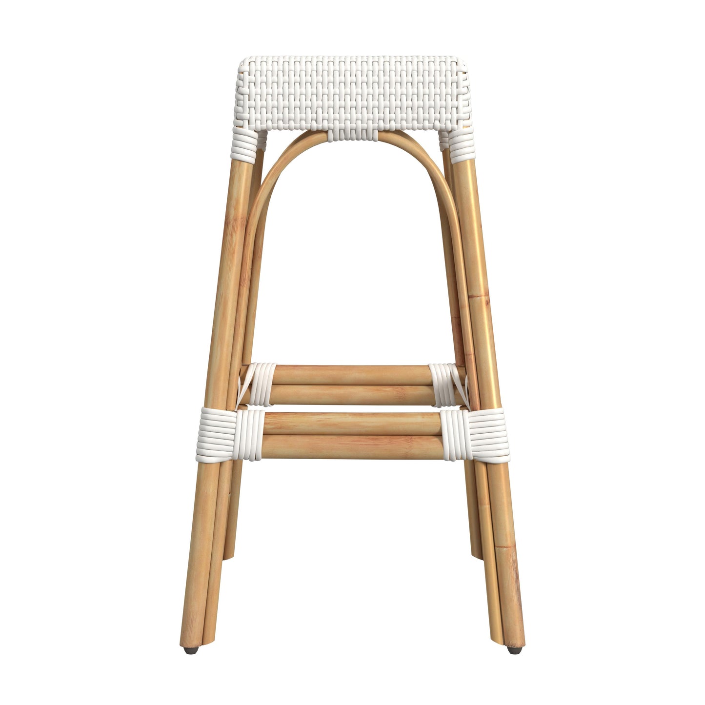 Robias Rectangular Rattan 30" Bar Stool in Glossy White  5604304