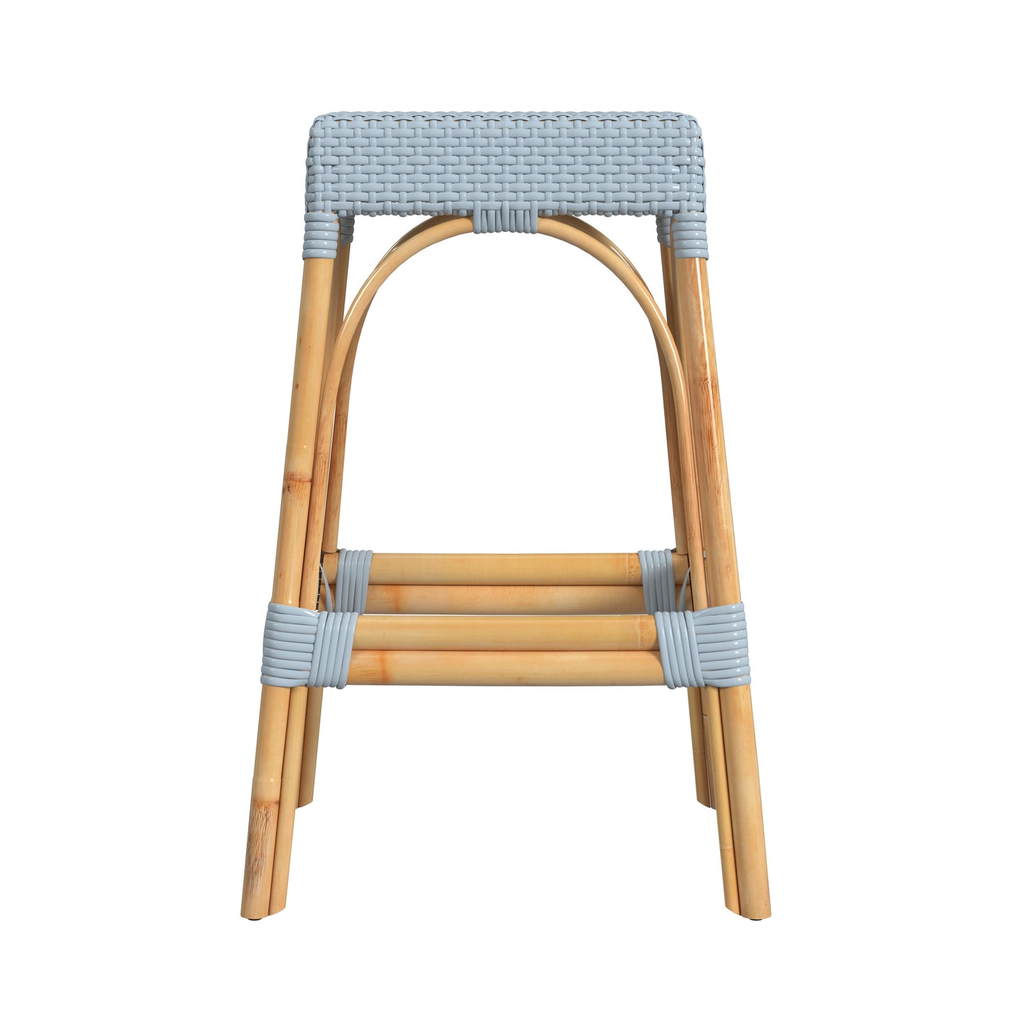 Robias Rectangular Rattan 30" Bar Stool in Baby Blue  5604341