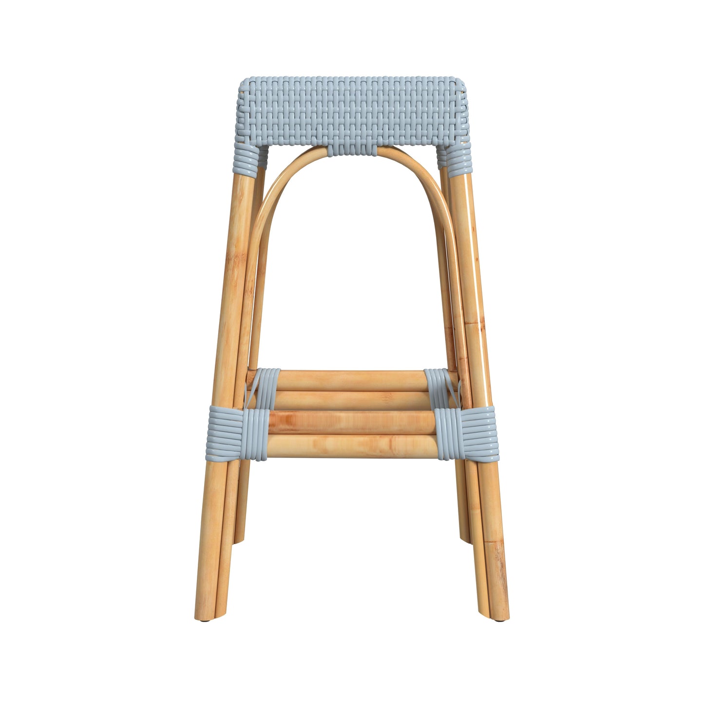 Robias Rectangular Rattan 30" Bar Stool in Baby Blue  5604341