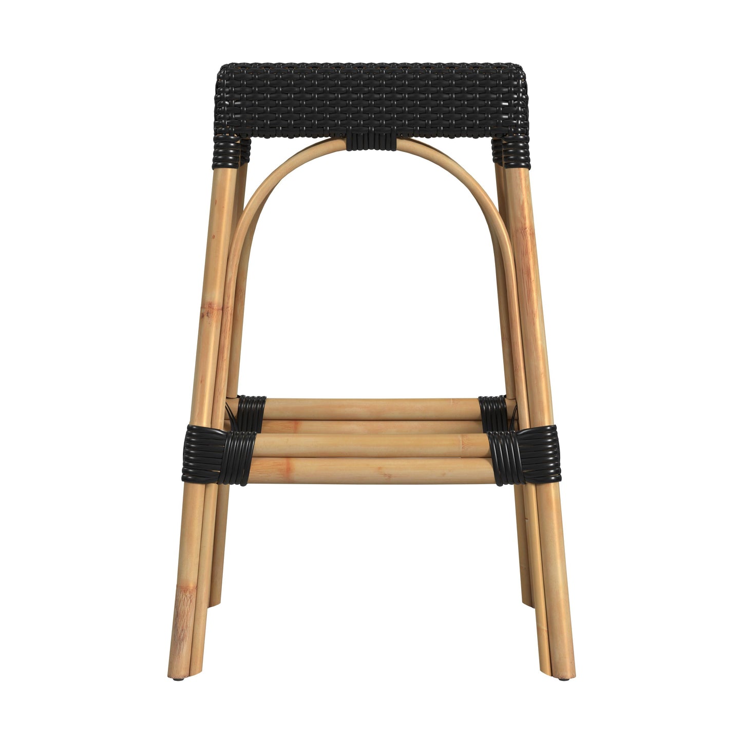 Robias Rectangular Rattan 30" Bar Stool in Black  5604425