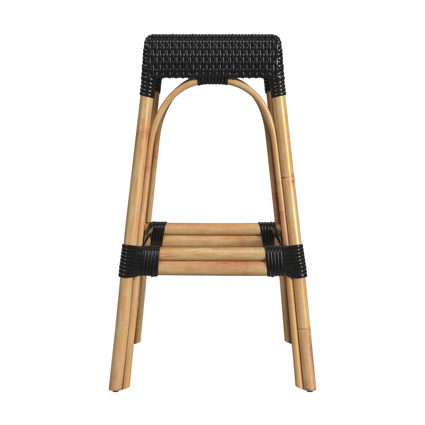 Robias Rectangular Rattan 30" Bar Stool in Black  5604425