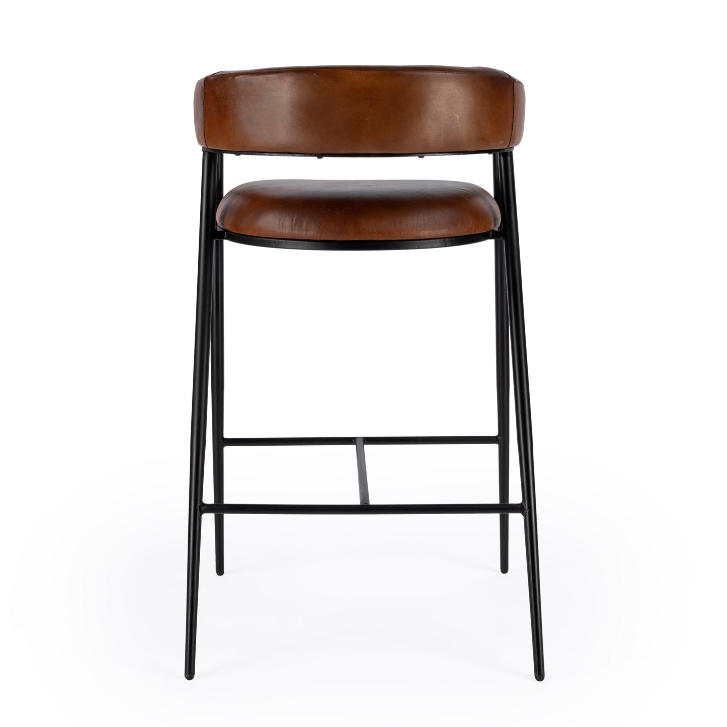 Dallas Leather and Iron cushioned 28.5" Bar Stool in Medium Brown  5618344