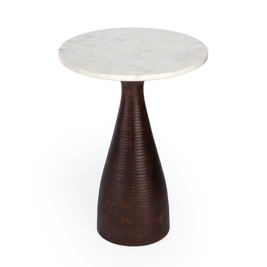 Julia Marble Pedestal End Table in Dark Brown  5627140